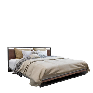 Milano Decor Azure Bed Frame With Headboard Black Wood Steel Platform Bed - Single - Black