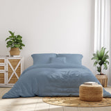 Royal Comfort 1000 Thread Count Bamboo Cotton Sheet and Quilt Cover Complete Set - Queen - Blue Fog