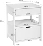 CARLA HOME White Bedside Table with 2 Drawers