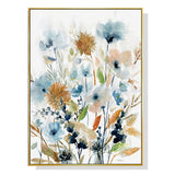 50cmx70cm Colourful Floras Watercolour style I Gold Frame Canvas Wall Art