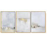 50cmx70cm Abstract golden white 3 Sets Gold Frame Canvas Wall Art