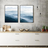 50cmx70cm Blue mountains 2 Sets Black  Frame Canvas Wall Art