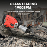 Baumr-AG 2300W Pro-Grade Electric Demolition Jackhammer, with 3 Bonus Chisels, Carry Case