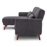 Sarantino Faux Velvet Sofa Bed Couch Lounge Chaise Cushions Dark Grey