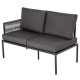 Eden 4-Seater Outdoor Lounge Set with Coffee Table in Black - Stylish Textile and Rope Design