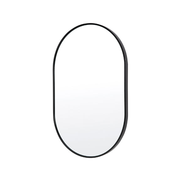 La Bella Black Wall Mirror Oval Aluminum Frame Makeup Decor Bathroom Vanity 50 x 75cm