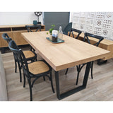 Petunia  Dining Table 180cm Elm Timber Wood Black Metal Leg - Natural