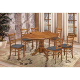 Linaria 7pc Dining Set 150cm Extendable Pedestral Table 4 Timber Chair - Walnut