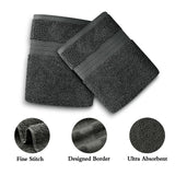 Linenland 4 Piece Cotton Bath Towels Set - Charcoal