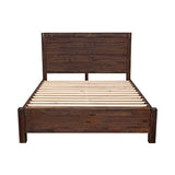 Bed Frame King Size in Solid Wood Veneered Acacia Bedroom Timber Slat in Chocolate