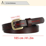 Cheeky X Women's Belt Luxury Genuine Leather Belts For Women Female Gold Pin Buckle (Black)