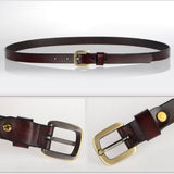 Cheeky X Women's Belt Luxury Genuine Leather Belts For Women Female Gold Pin Buckle (Black)