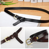 Cheeky X Women's Belt Luxury Genuine Leather Belts For Women Female Gold Pin Buckle (Black)