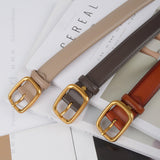 Cheeky X Classic Leather Belts for Women, Joyreap Genuine Leather Womens Belts with Gold Buckle (Khaki)