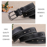 Cheeky X Classic Leather Belts for Women, Joyreap Genuine Leather Womens Belts Alloy Pin Buckle (Black)