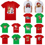 100% Cotton Christmas T-shirt Adult Unisex Tee Tops Funny Santa Party Custume, Car with Reindeer (White), 2XL