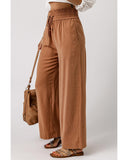 Azura Exchange Elastic Waist Casual Wide Leg Pants - S