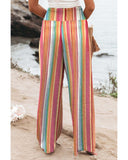 Azura Exchange Striped Smocked High Waist Wide Leg Pants - M