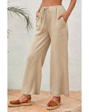 Azura Exchange Drawstring Waist Crinkled Wide Leg Pants - M