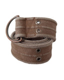 DOLCE &amp; GABBANA Brown Leather Canvas Belt with Round Buckle 100 cm Women