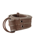 DOLCE &amp; GABBANA Brown Leather Canvas Belt with Round Buckle 100 cm Women