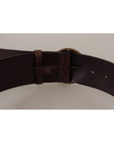 Authentic Dolce &amp; Gabbana Leather Belt with Engraved Logo Buckle 90 cm Women