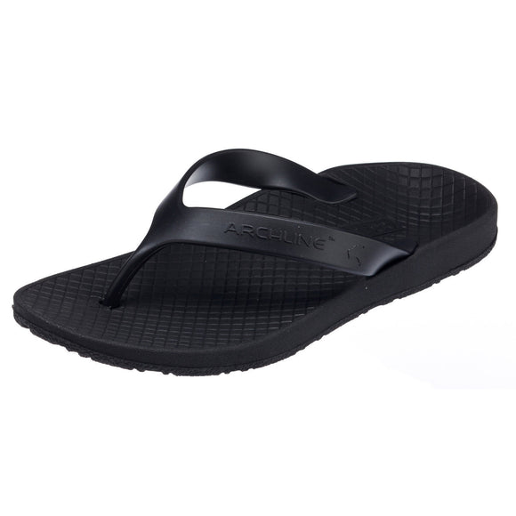 ARCHLINE Orthotic Thongs Arch Support Shoes Footwear Flip Flops Orthopedic - Black/Black - EUR 36