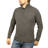 100% SHETLAND WOOL Half Zip Up Knit JUMPER Pullover Mens Sweater Knitted - Charcoal (29) - M