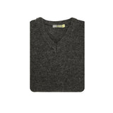 100% Shetland Wool V Neck Knit Jumper Pullover Mens Sweater Knitted - Charcoal (29) - XXL