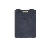 100% Shetland Wool V Neck Knit Jumper Pullover Mens Sweater Knitted - Navy (45) - M