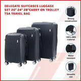 Delegate Suitcases Luggage Set 20" 24" 28" Carry On Trolley TSA Travel Bag