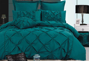 Luxton Super King Size Fantine Teal Diamond Pintuck Quilt Cover Set(3PCS)