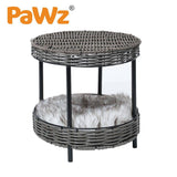 Pet Bed Elevated Raised Cat Dog House Wicker Basket Kennel Table-PaWz Rattan