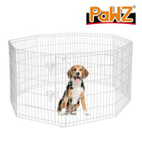 Pet Playpen Puppy Exercise 8 Panel Enclosure Fence Silver With Door 42"