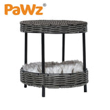 Pet Bed Elevated Raised Cat Dog House Wicker Basket Kennel Table-PaWz Rattan