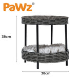 Pet Bed Elevated Raised Cat Dog House Wicker Basket Kennel Table-PaWz Rattan