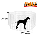 Pet Playpen Puppy Exercise 8 Panel Enclosure Fence Silver With Door 42"