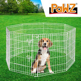 Pet Playpen Puppy Exercise 8 Panel Enclosure Fence Silver With Door 42"